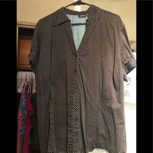 Apt. 9 Brown and Teal Polka Dot Apt 9 Blouse